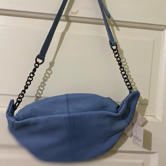 Sold Free People We The Free Distressed Leather Archer Sling Bag Light Blue NWT - Picture 10 of 15